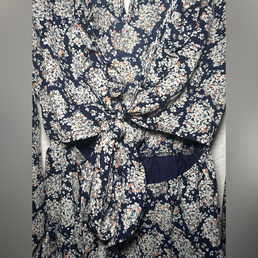VICI Posy Floral Front Knot Tie Tiered Mini Blue Size Medium Women Dress - Picture 2 of 10